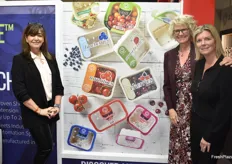 Nathalie Julien, Shannon Boase, and Rhonda Sanders with CKF/Earthcycle have lots of different sustainable packaging options on display.